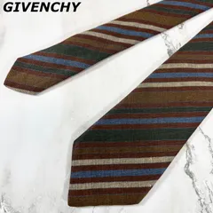 【美品】ジバンシー GIVENCHY ネクタイ リネン シルク 総柄 ストライプ イタリア製