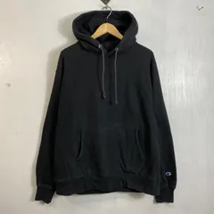 Champion プルオーバー パーカー 目無し 裏起毛 スウェット USA規格 無地 ブランク 古着 VINTAGE フーディー 2XL ビッグサイズ ブラック系 C773