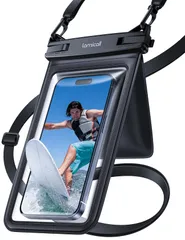 【ダブルポケット】 スマホ 防水 ケース 雨 小物 収納 バッグ Lamicall : IPX8 海 お金 パック プール すまほ ぼうすい カバー 水中 撮影 顔認証 通話 アイホン 携帯 調整 ストラップ 首かけ 海水浴 水泳 潜水 温泉 iPhone 1