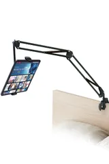 エレコム タブレット スタンド アーム iPad スマホ iPhoneスタンド ベッドサイド取付可能 寝ながら 360度回転 Zアーム型 4.6～12.9インチ対応 ブラック TBWDSZARMBEDBKのサムネイル