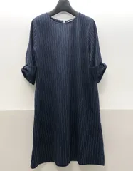 OLIVE des OLIVE ワンピース ひざ丈 Mサイズ ストライプ ネイビー オリーブデオリーブ SGAW26-0951