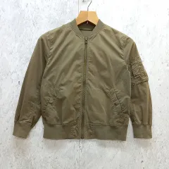 GLOBAL WORK グローバルワーク MA-1 ノーカラー ブルゾン 薄手ジャケット カジュアル ミリタリー カーキ Mサイズ 〇、◇☆