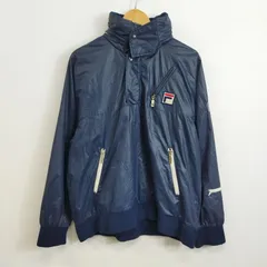 FILA フィラ ナイロン アノラックジャケット ハーフジップ ゴアテックスラミネート フード 収納可 古着 VINTAGE スポーツ ネイビー系 C747のサムネイル