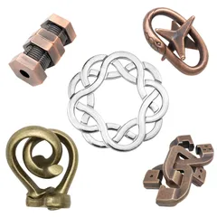 HUAZONTOM 知恵の輪 知恵おもちゃ 5点セット 難易度6～3 リングパズル 知恵玩具 大人 子供 謎解き 暇つぶしグッズ 立体パズル 知育 おもちゃ 古銅の秘密シリーズ