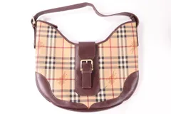 MO-00566 BURBERRY バーバリー ノバチェック ワンショルダー ハンドバッグ ホースマーク レザー 鞄 カバン