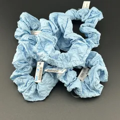 【新品】ヘアアクセサリー シュシュ 5点セット 水色 カラー シンプル デザイン◆B82