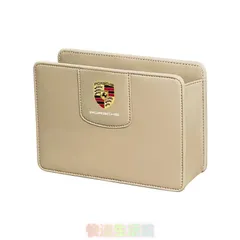 高品質 ★ポルシェ PORSCHE★ベージュ★車用ゴミ箱 PUレザー 防水 高級感 引っ掛け式 小物入れ 車内収納 スタイリッシュsn0319