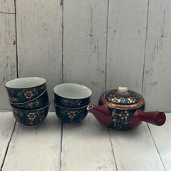 陶器製 茶器セット 急須 湯呑み2客 巾着袋付き - メルカリ