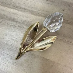 【成】SWAROVSKI スワロフスキー チューリップ ピンブローチ ゴールド クリスタル 【4995YO】C19