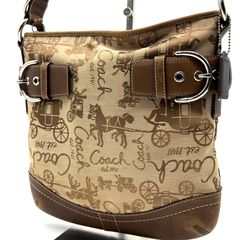 COACH コーチ馬車柄 ソーホーSOHOトートバッグ キャンバス×レザー 