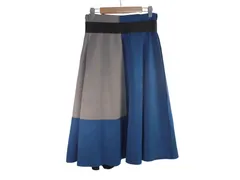 k05241211104　ブランド不明　Lサイズ　青×グレー×黒　　スカート　ミディアム丈　秋冬