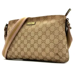 良品 GUCCI グッチ GGキャンバス シェリーライン ショルダーバッグ クロスボディ 斜め掛け ベージュ ピンク ストライプ レザー 本革 レディース 旅行 お出かけ デート カジュアル おしゃれ 高級感 通勤 通学