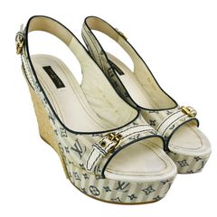 良品 LOUIS VUITTON サンダル ウエッジソール モノグラム 23.5 - メルカリ