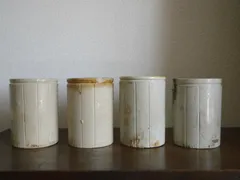 【Mサイズ】イギリス 陶器のジャムポット / 英国アンティークボトル・一輪挿し