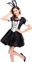 Eiza バニーガール コスプレ 衣装 ハロウィン メイド服 うさぎ耳 バニーメイド 仮装 e698 (XL)