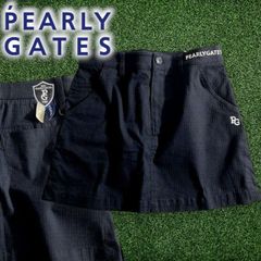 PEARLY GATES パーリーゲイツ ゴルフ /Puドビー パワフルコットン クリーンポケット 変形ダイヤ柄 ストレッチ ミニ スカート ゴルフウェア レディース 055-2234002 定価2.6万 ブラック ▲029▼50821w10