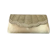 k03250109072　ブランド名不明　0　金×白　　バッグ　ハンドバッグ/クラッチバッグ　通年