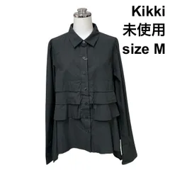 ◇ 未使用 キッキ Kikki シャツ ブラウス 長袖 フリル ペプラム ティアード タグ付き 黒 コットン M 9号 レディース Z6B243