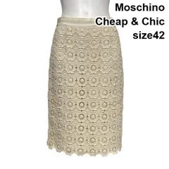 ◇ モスキーノチープアンドシック Moschino 総レーススカート ひざ丈スカート 花柄 タイト コットン100％ 42 L 11号 レディース S6C470のサムネイル