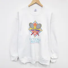 L/古着 ジャージーズ 長袖 スウェット メンズ 90年代 90s テニス クルーネック USA製 白 26feb10