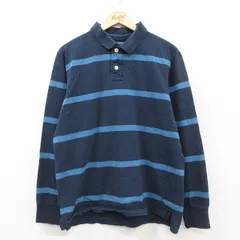 L/古着 オールドネイビー OLD NAVY 長袖 シャツ メンズ ポロ シャツ メンズ コットン 紺他 ボーダー 26feb09