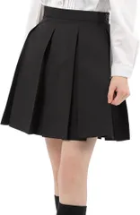 Eiza ボックス プリーツスカート 学生 制服 箱ヒダ スクール 女子高生 e456 黒色 42cm (黒色 42cm,  L)
