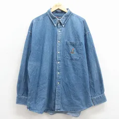 XL/古着 ラルフローレン チャップス 長袖 ブランド シャツ メンズ 90年代 90s ワンポイントロゴ 大きいサイズ コットン ボタンダウン 紺 デニム 26feb09のサムネイル