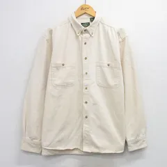 XL/古着 長袖 シャツ メンズ 90年代 90s コットン ボタンダウン 生成り 26feb10