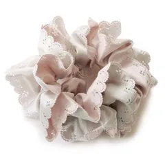 【新品】 [ジュエルボックス] JewelVOX シュシュ ヘアゴム ヘアアクセサリー レディース ダブルカラー レースカット おしゃれ 大人 ピンク 1