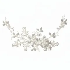 【新品】 【irismile】ヘッドドレス ウェディング シルバー フラワー パール 小枝アクセサリー 髪飾り ウェディング ビジュー 花嫁 結婚式 披露宴 挙式 パーティー 発表会 和装 成人式 前撮り ヘアアクセサリー(シルバーB) 1