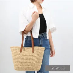 ■LAUREN RALPH LAUREN ローレンラルフローレン 431982179 クロシェイド ストロー ラージ LAINEY LARGE トート バッグ A4収納可能 鞄 ロゴ 通勤 通学 カゴバッグ ペーパーバッグ レディース ブランド