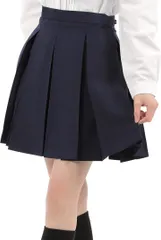 Eiza ボックス プリーツスカート 学生 制服 箱ヒダ スクール 女子高生 e456 紺色 42cm (紺色 42cm,  S)