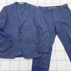 ◇ Θ 全日本紳士服工業組合連合会 ストライプスーツ セットアップ ネイビー系 メンズ E  【1603020005483】