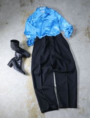 crochet × pleats design sheer shirt black クロシェ編み ランダム