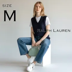 【極美品】Ralph Laurenラルフローレン 00s 日本製 コットン製 Vネック ケーブルニットベスト インパクト21製 M  ネイビー紺 【古着】【中古】【送料無料】