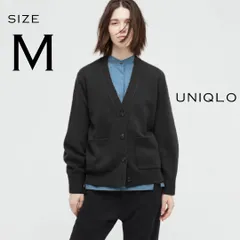 【新品】UNIQLOユニクロ +J ジルサンダーコラボ 21FW ミドルゲージカシミヤブレンドVネックカーディガン（長袖）M 黒ブラック　【古着】【中古】【送料無料】