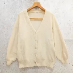 ITEMS URBAN RESERCH アイテムズ アーバンリサーチ カーディガン セーター シャギー トップス シンプル オフホワイト Fサイズ ◎_◇〇☆