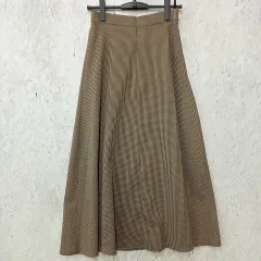 ロングスカート フレアスカート ウエスト後ろゴム 千鳥格子 上品 ベージュ ブラック Mサイズ ◎、◇〇
