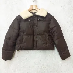 LAMPOON ランプーン アウター ウエストマーク 首元ボア エコダウンジャケット 中綿 ブルゾン ブラウン ◎、〇◇☆