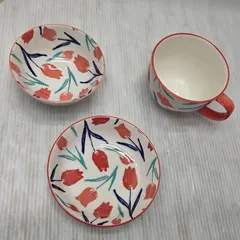 3 S02867  Francfranc フランフラン チューリップ柄 花柄 マグカップ 皿 3セット 食器 未使用