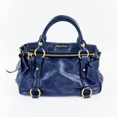 miumiu ミュウミュウ ハンドバッグ ショルダーバッグ 斜め掛け ブルー レザー ヴィンテージ レディース 【中古】