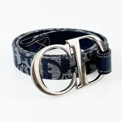 Christian Dior クリスチャンディオール アクセサリー ベルト トロッター ジャガード ネイビー ヴィンテージ レディース 【中古】