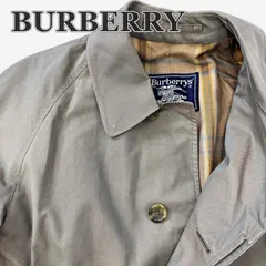 90s バーバリー ステンカラーコート ノバチェック裏地 バルマカーンコート カーキ メンズL相当 英国製ヴィンテージ Burberrys