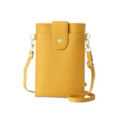 スマホショルダー スマホポーチ レディース ショルダーバッグ スマホポシェット 携帯ポーチ 斜めがけ 縦型 シンプル 可愛い (YELLOW) [イエロー]