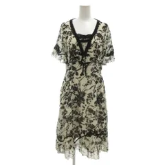 インゲボルグ INGEBORG ワンピース 9 白 ホワイト 黒 ブラック 花柄 Vネック 半袖 ロング丈 /HW ■GY06