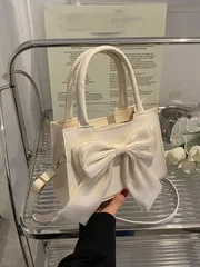 バッグ レディース ハンドルバッグ ミニリボンデコレーション 2WAY スクエアバッグ、彼女への完璧なバレンタインデーのギフト、女性用リボンバッグ、最高のバレンタインプレゼントチョイス