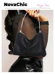 バッグ レディース ドレスバッグ 軽量、ビジネスカジュアル ラインストーンデコレーション バケットバッグ ミニ巾着デザイン、クリアバッグ 真珠付き バッグ イブニングバッグ、ディナーバッグ グラマラス、エレガント、