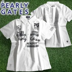 PEARLY GATES パーリーゲイツ ゴルフ 吸水速乾 高通気性 DotAir 清涼シアサッカー グラフィックプリント ストレッチ 半袖 ポロシャツ ゴルフウェア レディース 055-2260694 定価1.8万 ホワイト  ▲022▼50805w01