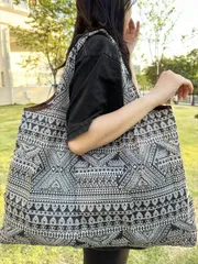 バッグ レディース トートバッグ 大容量 幾何学模様 ポータブル 折りたたみ式 ショッピングバッグ , ビーチバッグ , ヨガ バッグ