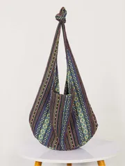 バッグ レディース ショルダーバッグ ストライプ柄 斜めがけバッグ、ボヘミアンスタイル ショルダーバッグ、ラージキャパシティ キャンバス旅行鞄、ビンテージ、レトロ、ボヘミアンスタイル バッグ レディース用、イビサに